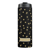 黒と金ゴールドの紙吹雪ドットモノグラム タンブラー (正面)