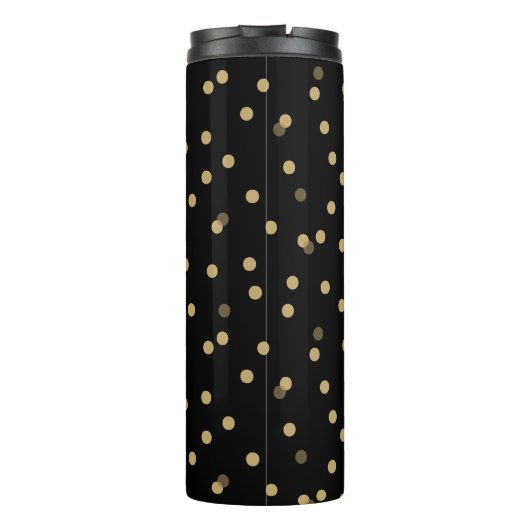 黒と金ゴールドの紙吹雪ドットモノグラム タンブラー (裏面)