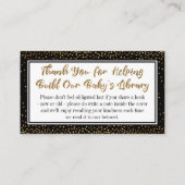 黒と金ゴールドの紙吹雪ブックリクエスト挿入カード エンクロージャーカード (裏面)