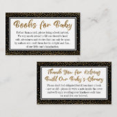 黒と金ゴールドの紙吹雪ブックリクエスト挿入カード エンクロージャーカード (正面/裏面)