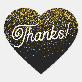 黒と金ゴールドの紙吹雪感謝してい!プレゼント ハートシール