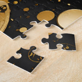 黒と金ゴールドの紙吹雪蝶 ジグソーパズル (側面)