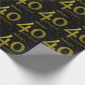 黒と金ゴールドの紙吹雪40歳の誕生日 ラッピングペーパー (角)