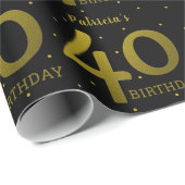 黒と金ゴールドの紙吹雪40歳の誕生日 ラッピングペーパー (ロールコーナー)