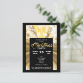黒と金ゴールドの素朴なクリスマスの招待 ポストカード (スタンド正面)