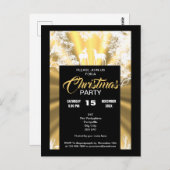 黒と金ゴールドの素朴なクリスマスの招待 ポストカード (正面/裏面)
