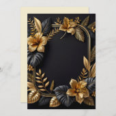 黒と金ゴールドの結婚デザインフラットカード (正面/裏面)