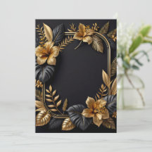 黒と金ゴールドの結婚デザインフラットカード
