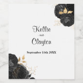 黒と金ゴールドの結婚フローラのワインラベル ワインラベル (シングルラベル)