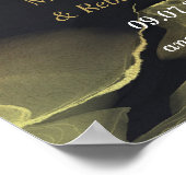 黒と金ゴールドの結婚大理石の歓迎ポスター ポスター (角)