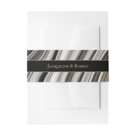 黒と金ゴールドの結婚大理石 招待状ベリーバンド