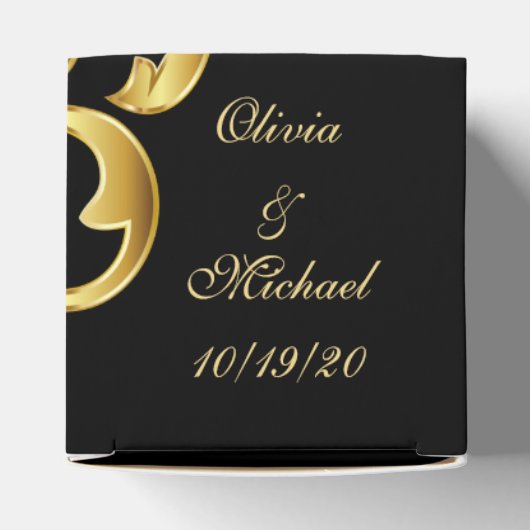 黒と金ゴールドの結婚式の引き出物ボックス フェイバーボックス (上部)