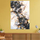 黒と金ゴールドの結晶 キャンバスプリント (インサイチュ (リビング))