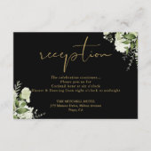黒と金ゴールドの緑の結婚披露宴 エンクロージャーカード (正面)