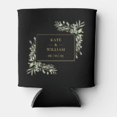 黒と金ゴールドの緑の結婚葉 缶クーラー (正面)