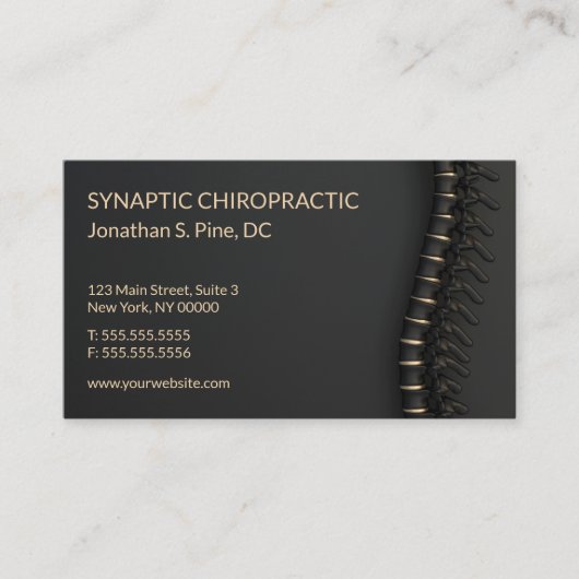 黒と金ゴールドの背エレガント骨の名刺 名刺 (正面)