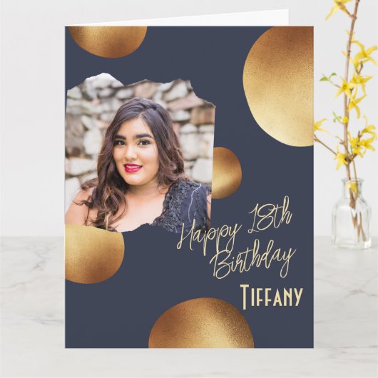 黒と金ゴールドの背景の写真の誕生日カード カード (黄色い花)