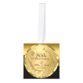 黒と金ゴールドの背景金ゴールドハート キューブオーナメント (正面)