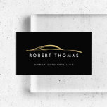 黒と金ゴールドの自動詳細、自動修復ロゴ 名刺<br><div class="desc">黒い背景に設定されフェイクた金ゴールドのスポーツカーの流体イラストレーションは、あらゆる自動車ビジネスに最適なアイデンティティになる。自動車素晴らしの詳細、自動車修理、車のディーラー、車の愛好家のための詳細。このデザインは、一連のオフィス用品の調整の一部である。ショップのマッチのチラシ、ラックカードなどの私たちの店： zazzle.com/1201am。デザインのリクエストやご質問は、www.1201am.comまでお問い合わせください。© 1201AMクリエイティブ</div>