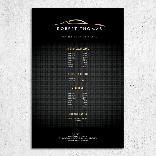 黒と金ゴールドの自動詳細、自動修復 チラシ