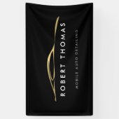 黒と金ゴールドの自動詳細、自動修復 横断幕 (縦)