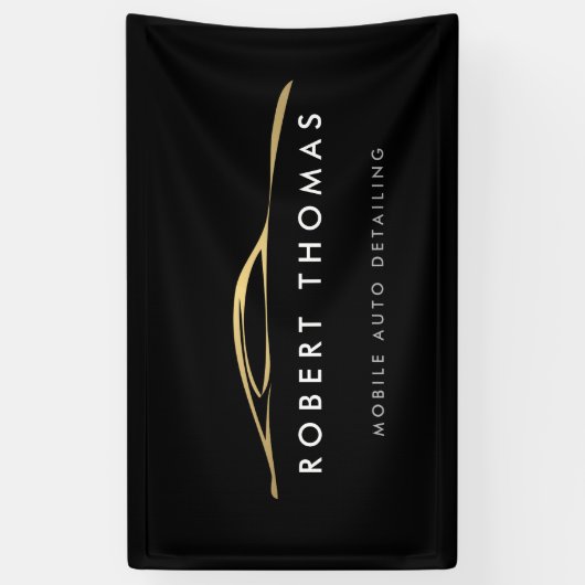 黒と金ゴールドの自動詳細、自動修復 横断幕 (縦)