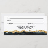 黒と金ゴールドの色のギフト証明書 (裏面)