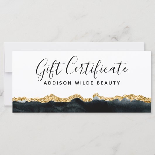 黒と金ゴールドの色のギフト証明書 (正面)