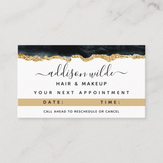 黒と金ゴールドの色アポイントメントカード 予約カード (正面)