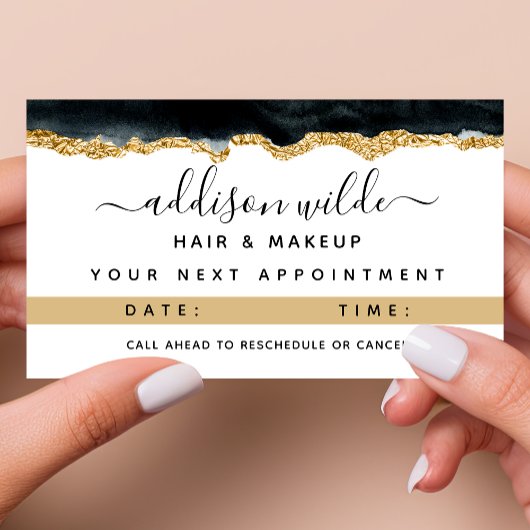 黒と金ゴールドの色アポイントメントカード 予約カード