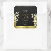 黒と金ゴールドの花の製品包装ラベル スクエアシール (バッグ)