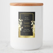 黒と金ゴールドの花の製品包装ラベル フードラベル (正面)