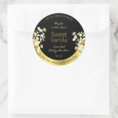 黒と金ゴールドの花の製品包装ラベル ラウンドシール (バッグ)