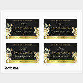 黒と金ゴールドの花の製品包装ラベル 長方形シール (シート)