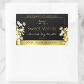 黒と金ゴールドの花の製品包装ラベル 長方形シール (バッグ)