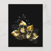 黒と金ゴールドの花の誕生日の予算招待状 (裏面)