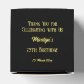 黒と金ゴールドの花の誕生日パパーソナライズされたーティ フェイバーボックス (上部)