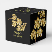 黒と金ゴールドの花の誕生日パパーソナライズされたーティ フェイバーボックス (裏面サイド)