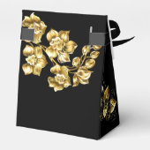 黒と金ゴールドの花の誕生日パパーソナライズされたーティ フェイバーボックス (裏面サイド)