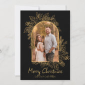 黒と金ゴールドの葉アーチクリスマスカード シーズンカード (正面)