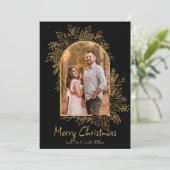 黒と金ゴールドの葉アーチクリスマスカード シーズンカード (スタンド正面)