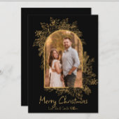 黒と金ゴールドの葉アーチクリスマスカード シーズンカード