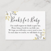 黒と金ゴールドの葉ベビシャワーブックリクエスト エンクロージャーカード (正面)