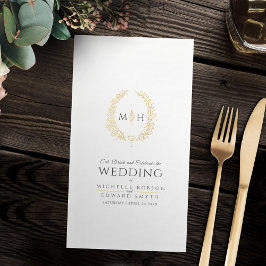 黒と金ゴールドの葉楕円形リースアー結婚ト