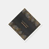 黒と金ゴールドの葉縁どテンプレート スタンダードカクテルナプキン (角)