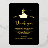 黒と金ゴールドの葬儀永遠の魚釣り 箔招待状 (正面)