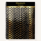 黒と金ゴールドの蛇紋様の研究 ノートブック (正面)