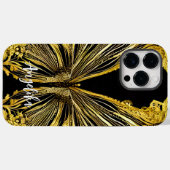 黒と金ゴールドの蝶パーソナライズされたの名前 Case-Mate iPhoneケース (裏面 (横))