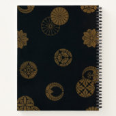 黒と金ゴールドの行頭文字の日本のデザイン ノートブック (裏面)