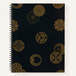 黒と金ゴールドの行頭文字の日本のデザイン ノートブック